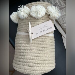 Twig and Tassel Taupe Pom Basket